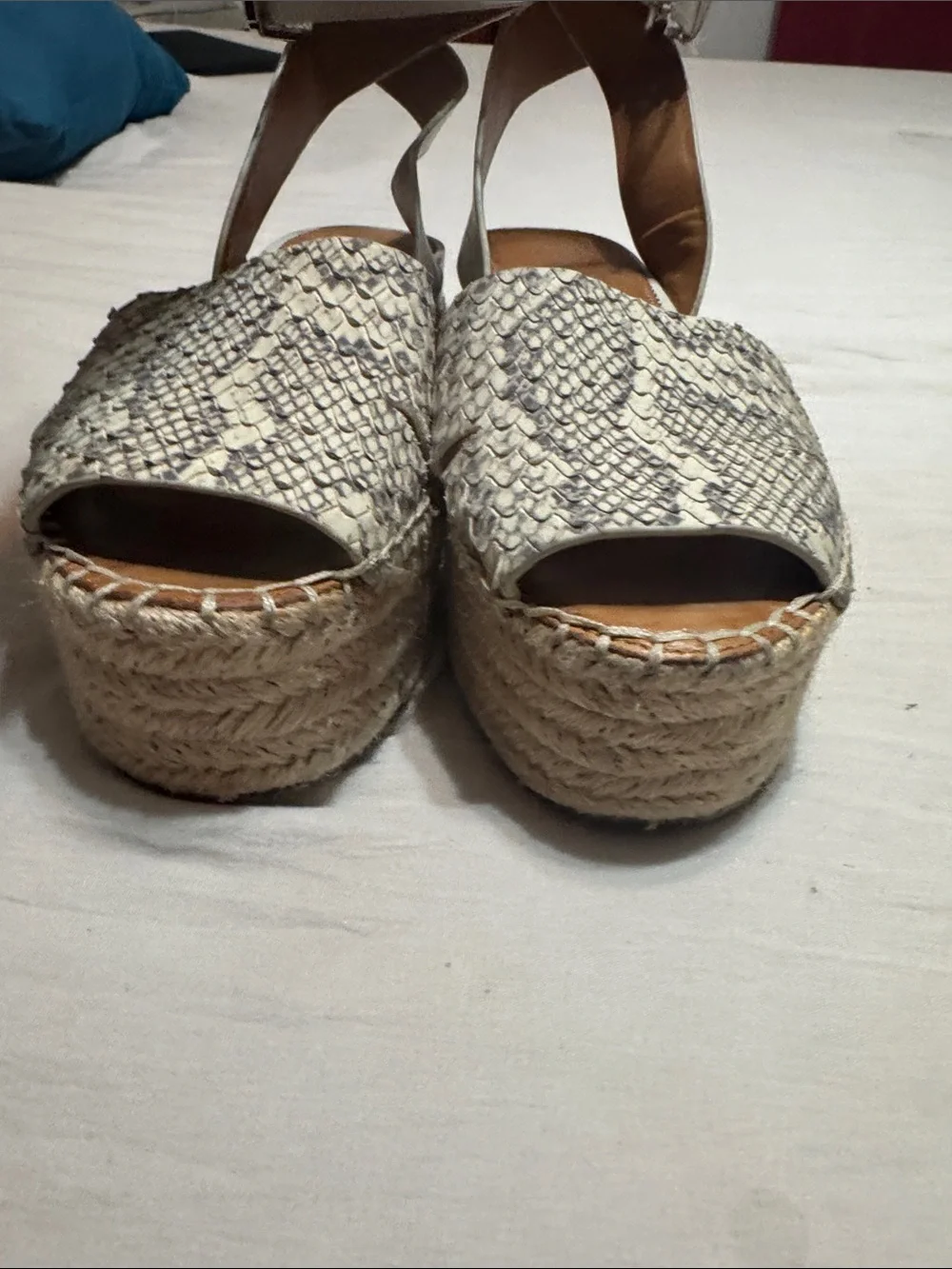 SARTO By Franco Sarto Cream Snake-Print Espadrille Sandals
